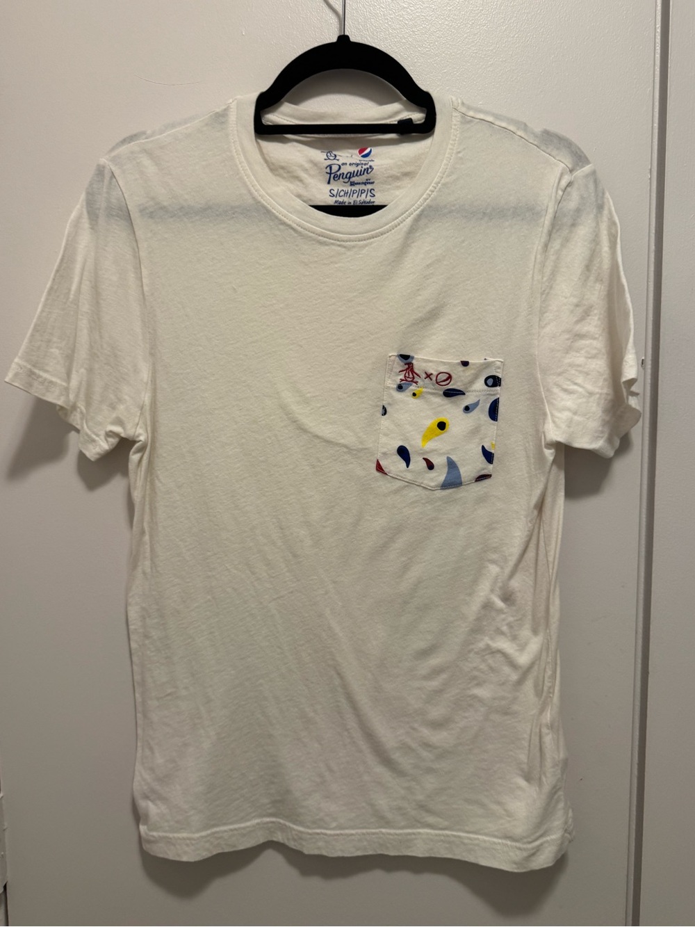 Men’s Small Pepsi Penguin Collaboration White Polka Dot Shirt Rare